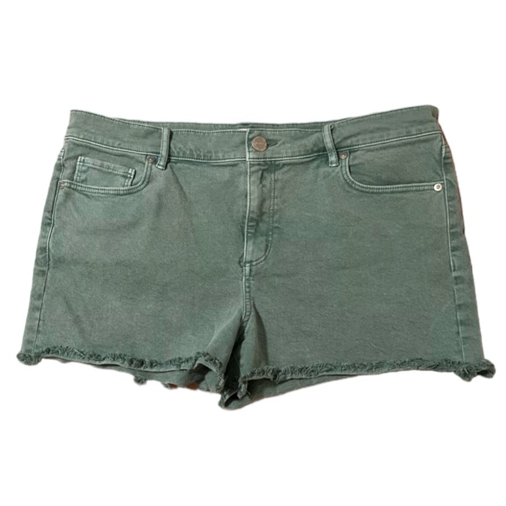 Loft Green Frayed Hem Shorts